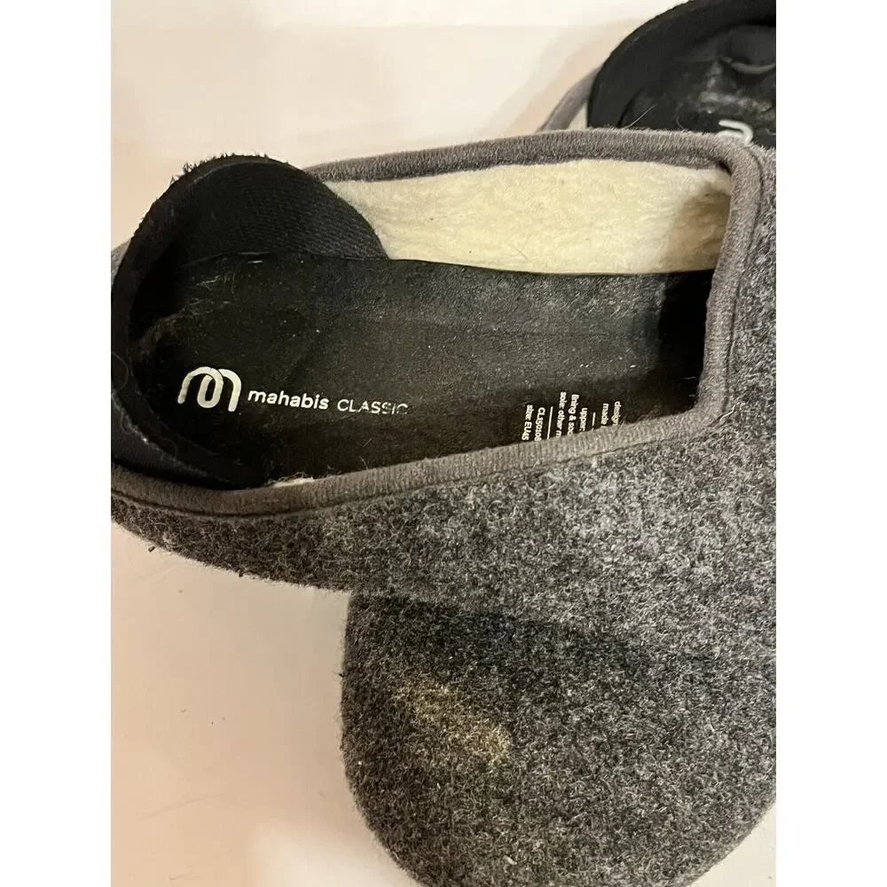MAHABIS • Men EU 45 US 11• Classic Wool Lined Grey Slipper ONLY No Rubber Soles